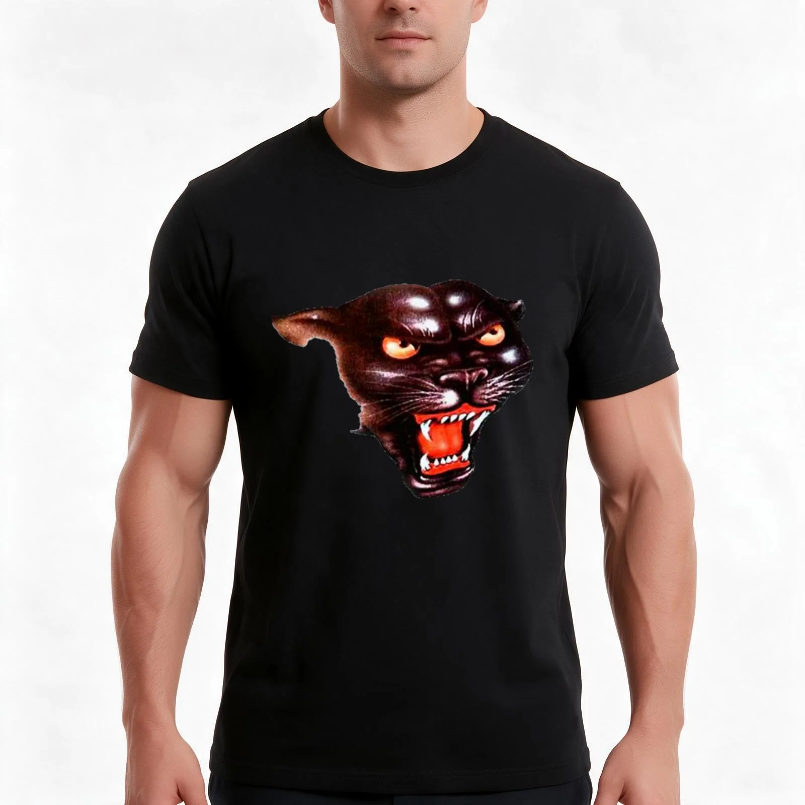 Rowdy Roddy Piper Panther T-Shirt, Summer Casual Cotton Tee, Oversized Streetwear Tops, Vintage Graphic Print, Unisex Men Women