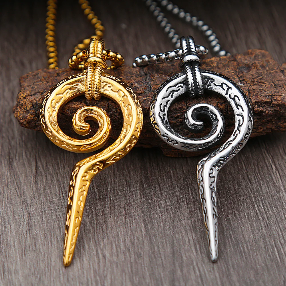 Fashion Vintage Mayan Totem Snake Scepter Pendant Punk Men Women Stainless Steel Egyptian Pharaoh Necklace Jewelry Wholesale