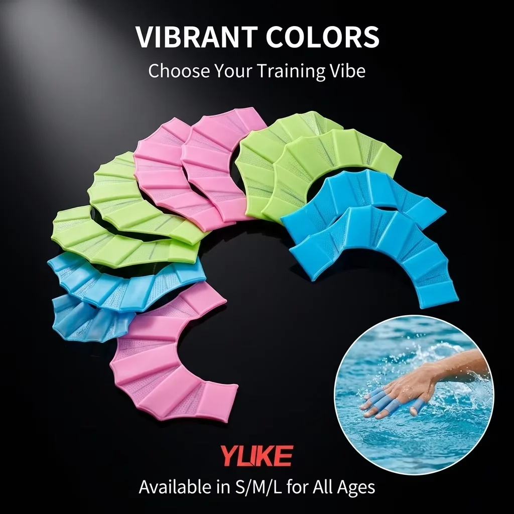 1 Pair Fun Silicone Swim Fins Hand Webbed Gloves Paddles Pro Training Swim Gear for Adults Men Women Kids Pool Water Sports Gift