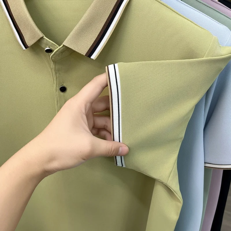 TFETTERS 2026 Summer Preppy Men POLO Shirt Regular Fit Multicolor Striped Collar Campus Office Short Sleeve Anti-wrinkle Top Man