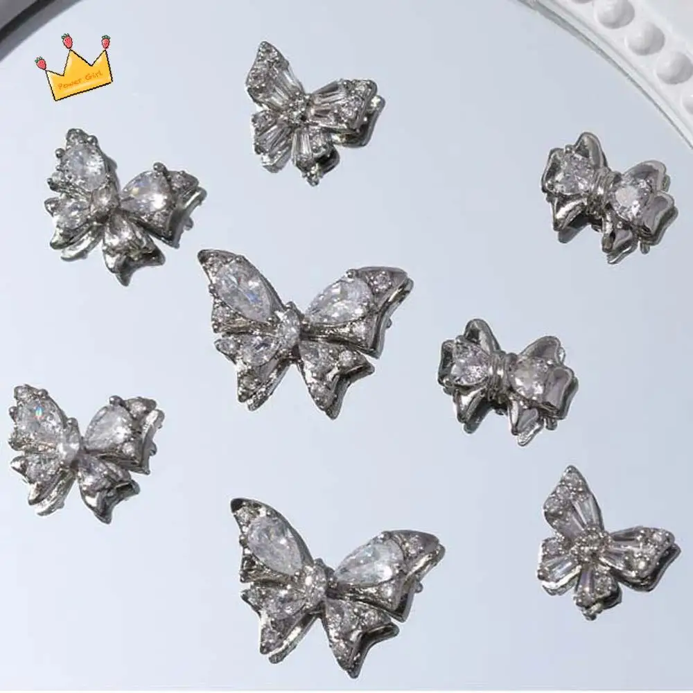 

Bowknot Butterfly Nail Decorations Gold Silver Color 3D Nail Art Drills Bow Nail Accessories Nail Art Supplies