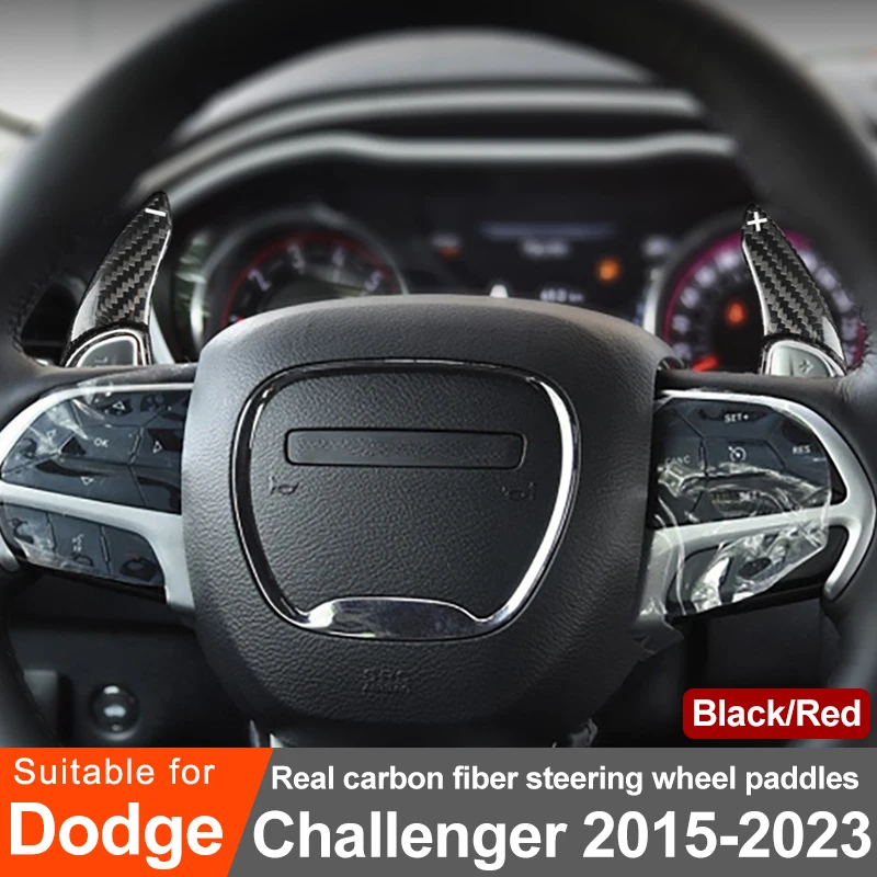 

For Dodge Challenger 2015-2023 Car Carbon Fiber Steering Wheel Paddle Shifte Interior Stickers Modification Accessories