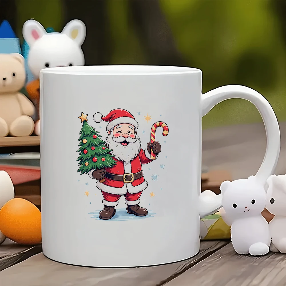 

11oz Santa Claus cartoon mug + Holiday cup Christmas gift Home office kids coffee mug set