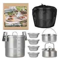 CLS&NOBANA New Outdoor Cookware Hanging Pot Boiling Pot Kettle 304 Stainless Steel 6PCS 7PCS Set Camping Equipment Camping Set