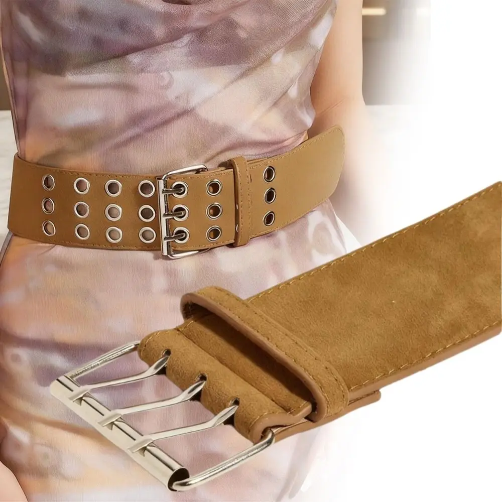 

Ретро 3-контактный замшевый кожаный ремень с пряжкой, роскошный дизайн, универсальный женский пояс, ультра-широкий пояс, пальто, юбка, украшение