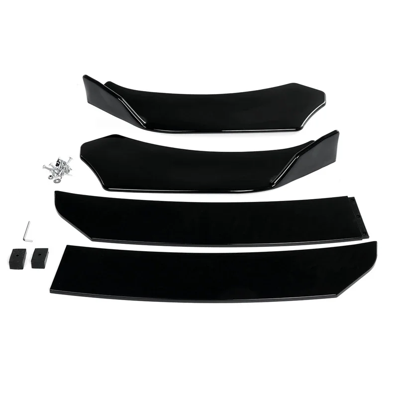 Universal Front Bumper Lip Spoiler Splitter For Ford Mustang GT 2014-2022 w/ Support Strut Rod Body Kit Guards Car Accessories