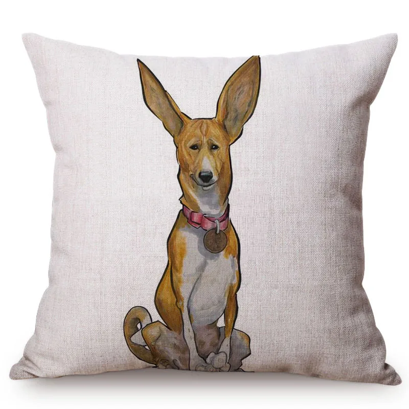 Pet Dog Animals Funny Style Cushion Cover Dachshund Schnauzer Dog Children Like Cotton Linen Sofa Decorative Throw Pillow Case