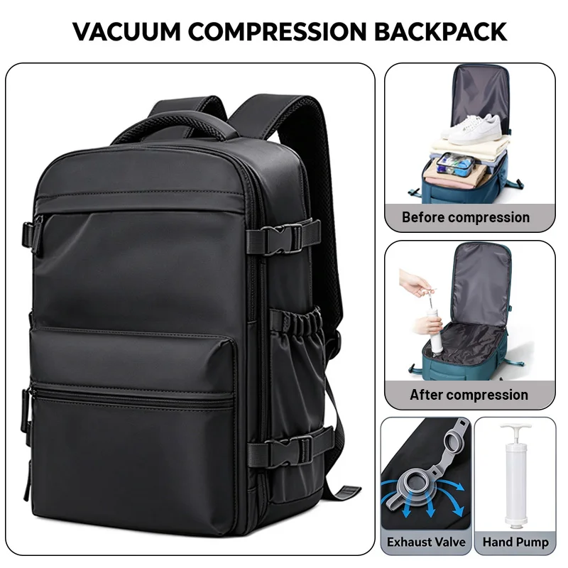 Vacuum Compression Backpack, Business Multi-functional Laptop Bag, Large-Capacity Travel Rucksack