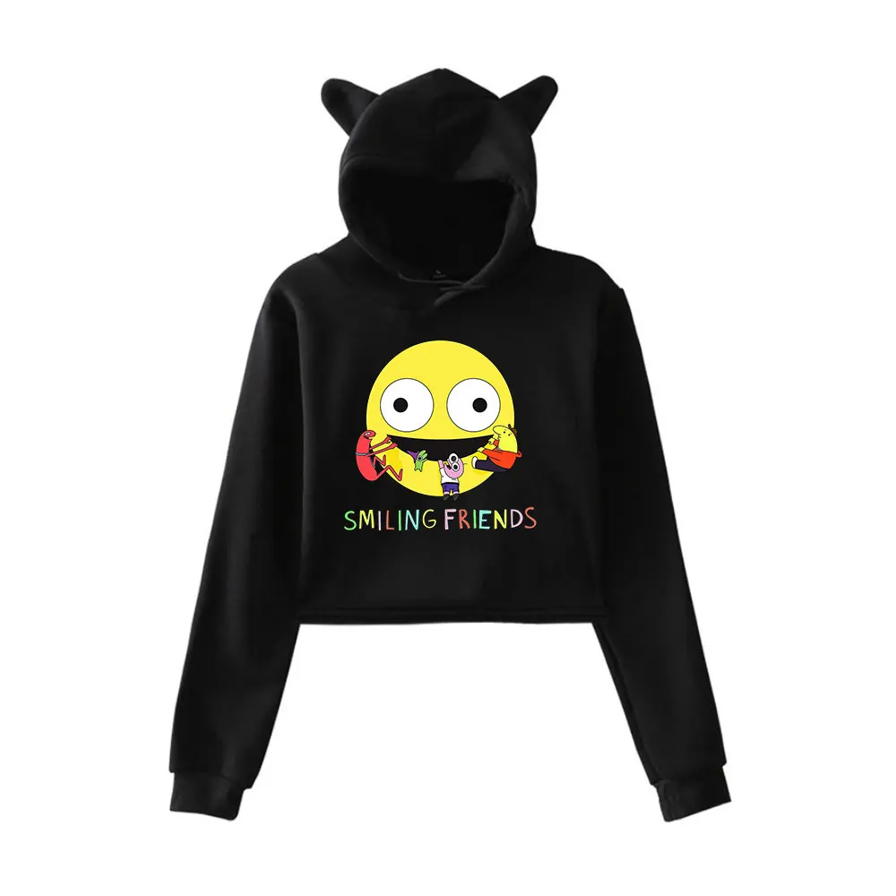 Smiling Friends Alan & Gleb Friends Hoodie Streetwear Merch Hoodies Sports Sweatshirts for Girls Cat Ear Crop Fashion Pullover