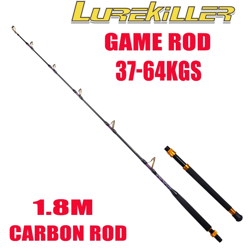 Original Lurekiller Power Carbon Game Rod Trolling Rod 1.8M 37-64kgs Roller Guides/SIC Guides Deep Ocean Boat Fishing Rod