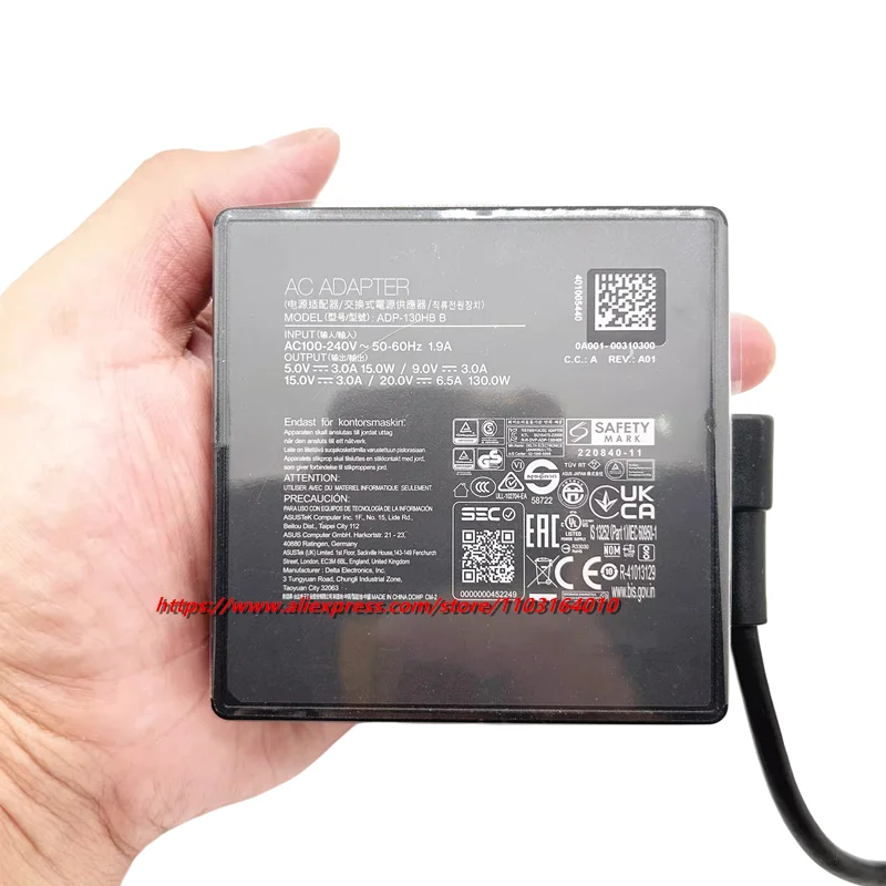 Genuine 20V 6.5A USB-C Type C 130W ADP-130HB B AC DC Adapter Charger for Asus ROG Flow Z13 GZ301VV Laptop Power Supply