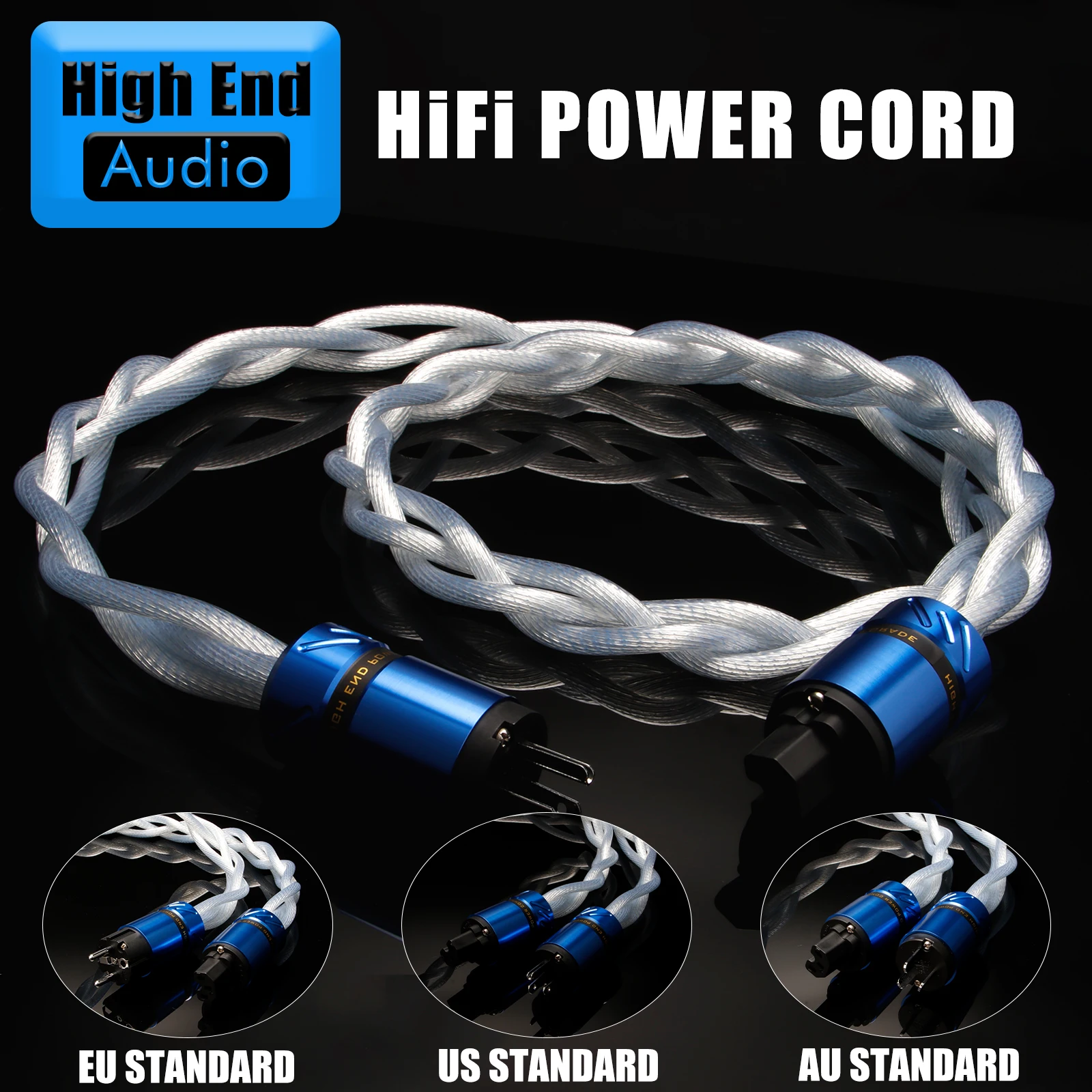 Preffair Hi-End Audio AC Power Cable OFC Copper EU/US/AU series Rhodium plated Connector Aluminum Alloy shell audio power cord