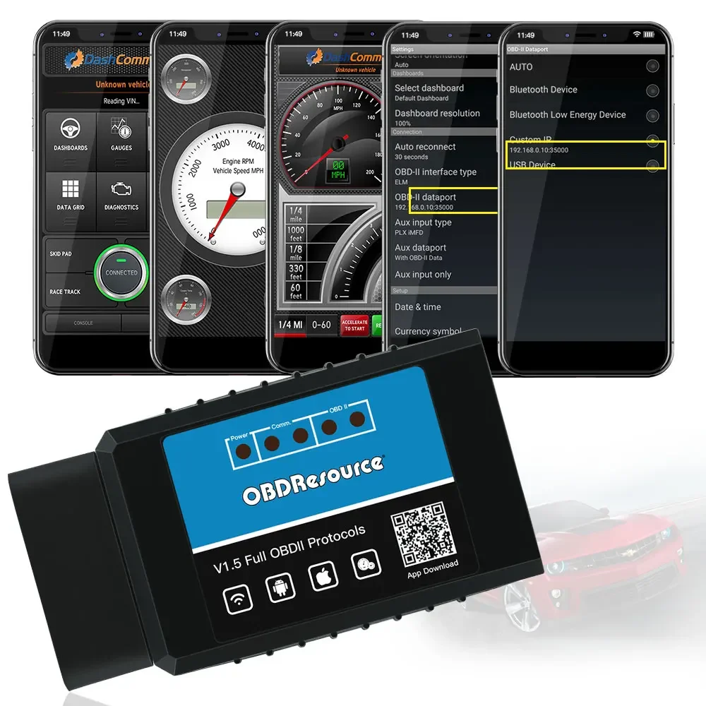 OBDResource ELM327 V1.5 WiFi OBD2 Code Reader for iPhone Android With PIC18F25K80 Diagnostic Scanner OBDII ELM 327 Fault Scanner