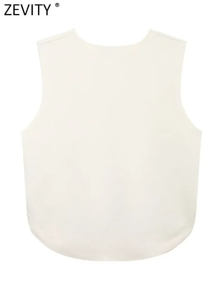 Zevity 여성 패션 O넥 민소매 사이드 버튼 뜨게 조끼 스웨터, 여성 시크 조끼 풀오버 상의, SW7161