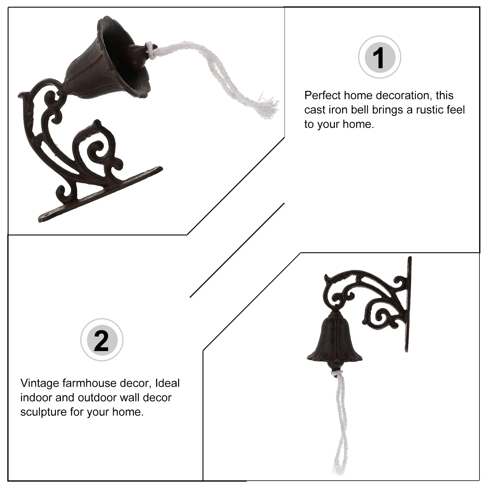

1 Set Cast Iron Cranking Bell Vintage Rustic Door Bell For Home Garden Decor Wall Hanging Shaking Farmhouse Coffee Shop Metal