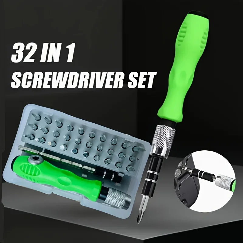 32-in-1 Magnetic Precision Screwdriver Set | Star, Torx, Phillips, Slotted, Hex Bits, Mini Repair Tool Kit, For Glasses, Laptop
