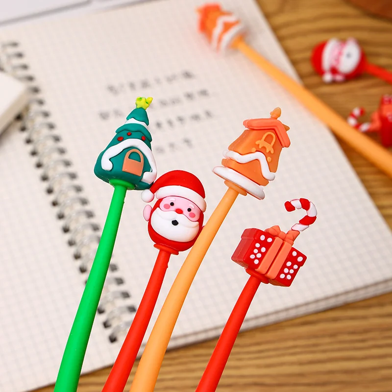 48 Stks/partij Cartoon Santa Claus Gel Pen Schattige 0.5Mm Zwarte Inkt Handtekening Pennen Briefpapier Cadeau School Schrijfbenodigdheden