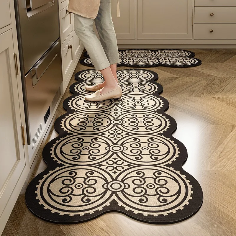 

Kitchen Floor Mats Non-slip Oil-proof Wash-free Rugs Diatom Mud Absorbent Mats Irregular Long Size Plaid Carpet Alfombra 주방 깔개