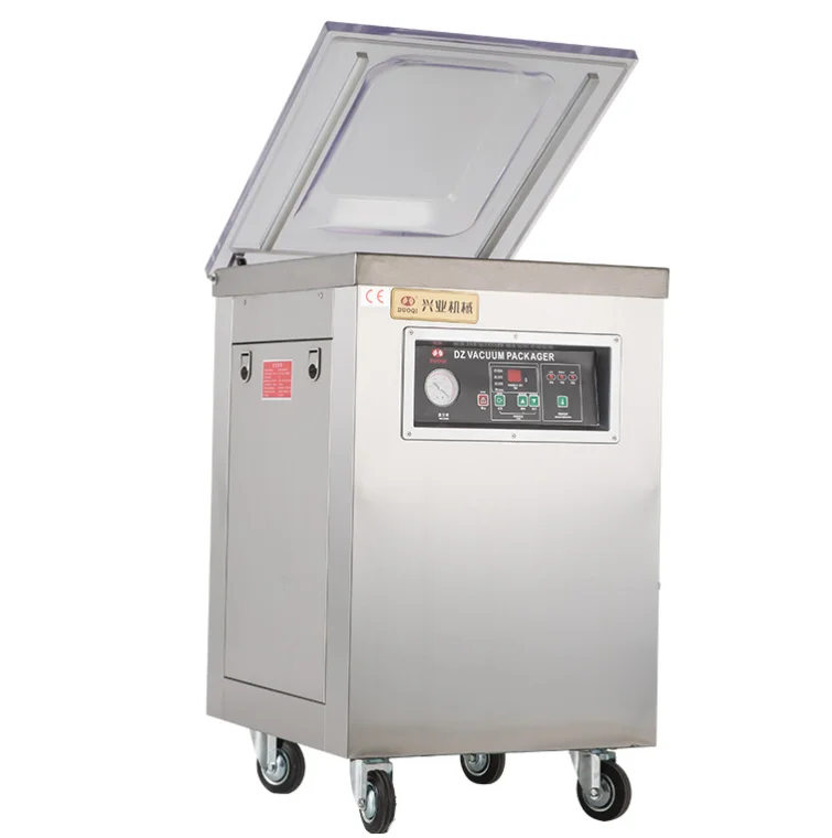 

DZ-600 Electric Single Chamber Automatic Food Mask Packing Pouch Film Paper Materials Condition Vacuum Packing Machine