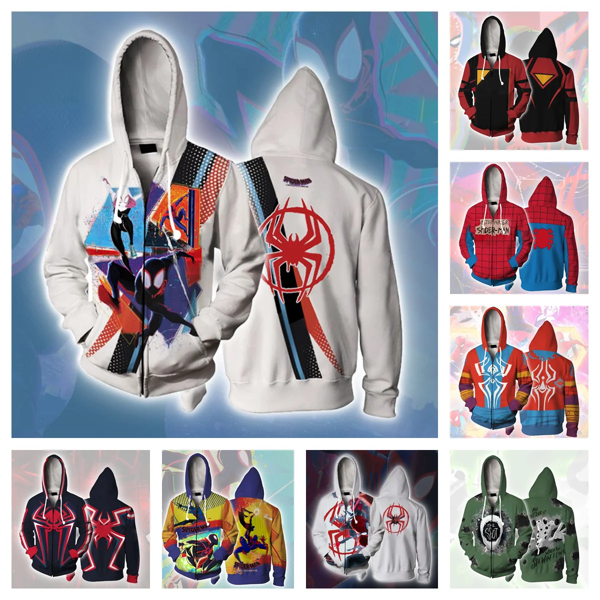 Anime Movie Spider Man Hoodies Peter Parker Cosplay Sweatshirt Jacket 3D Printing Hooded Zipper Clothes Unisexy Hoody Streetwear