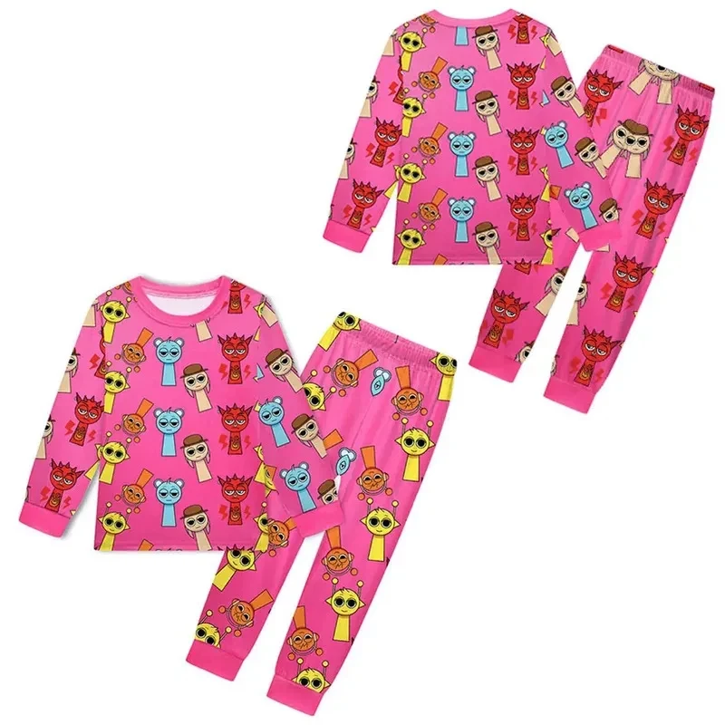 ♥AA Anime Cosplay Sprunki Cartoon Game Children's Clothing Sets Boys Sleepwear Clothes Kids Pajamas Set Baby Girls Cott New 2026 view 5