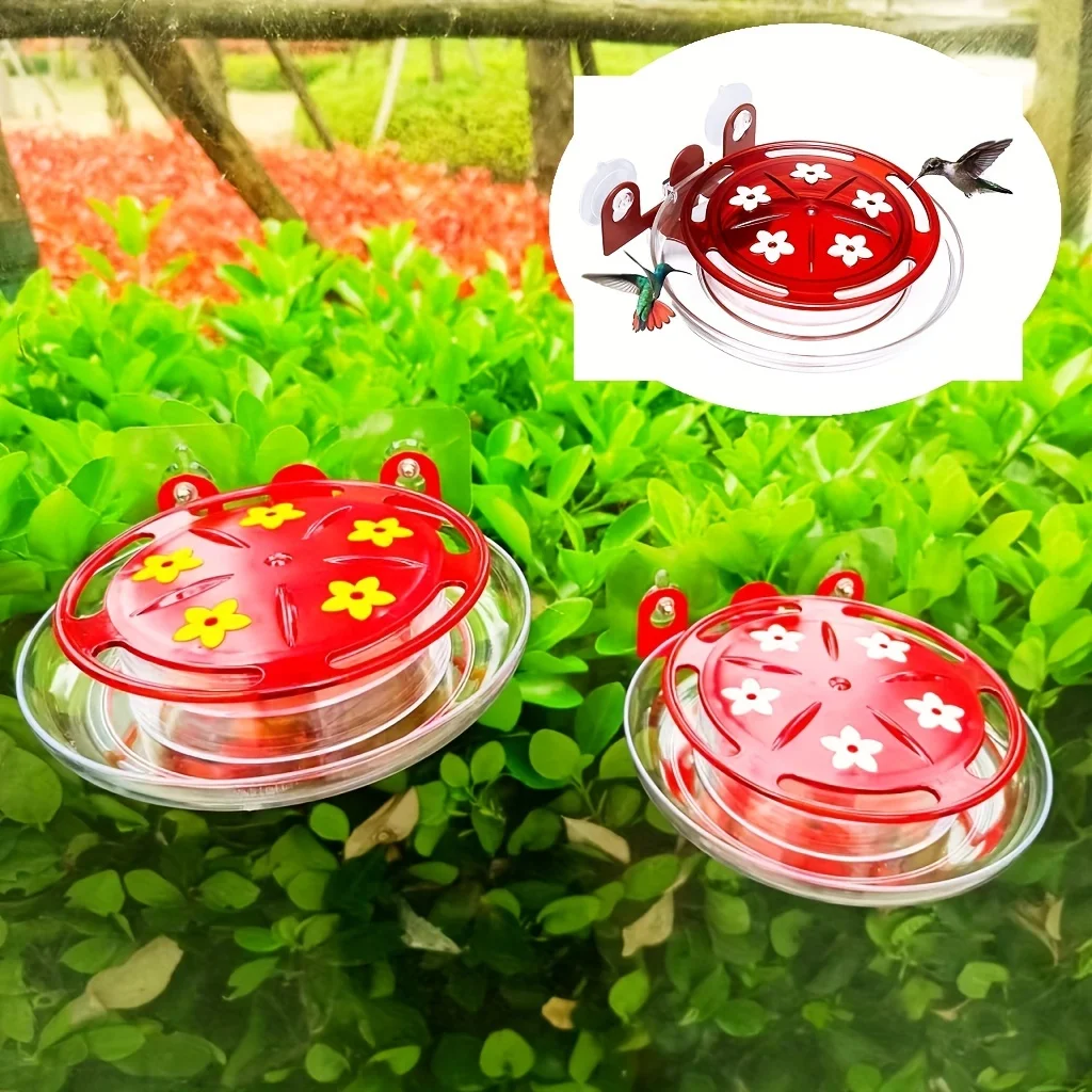 

2-Pack Window Mounted Hummingbird Feeder with Strong Suction Cup and Metal Bracket, Hand-Feeding Tool for Birds, Durable PP Bir