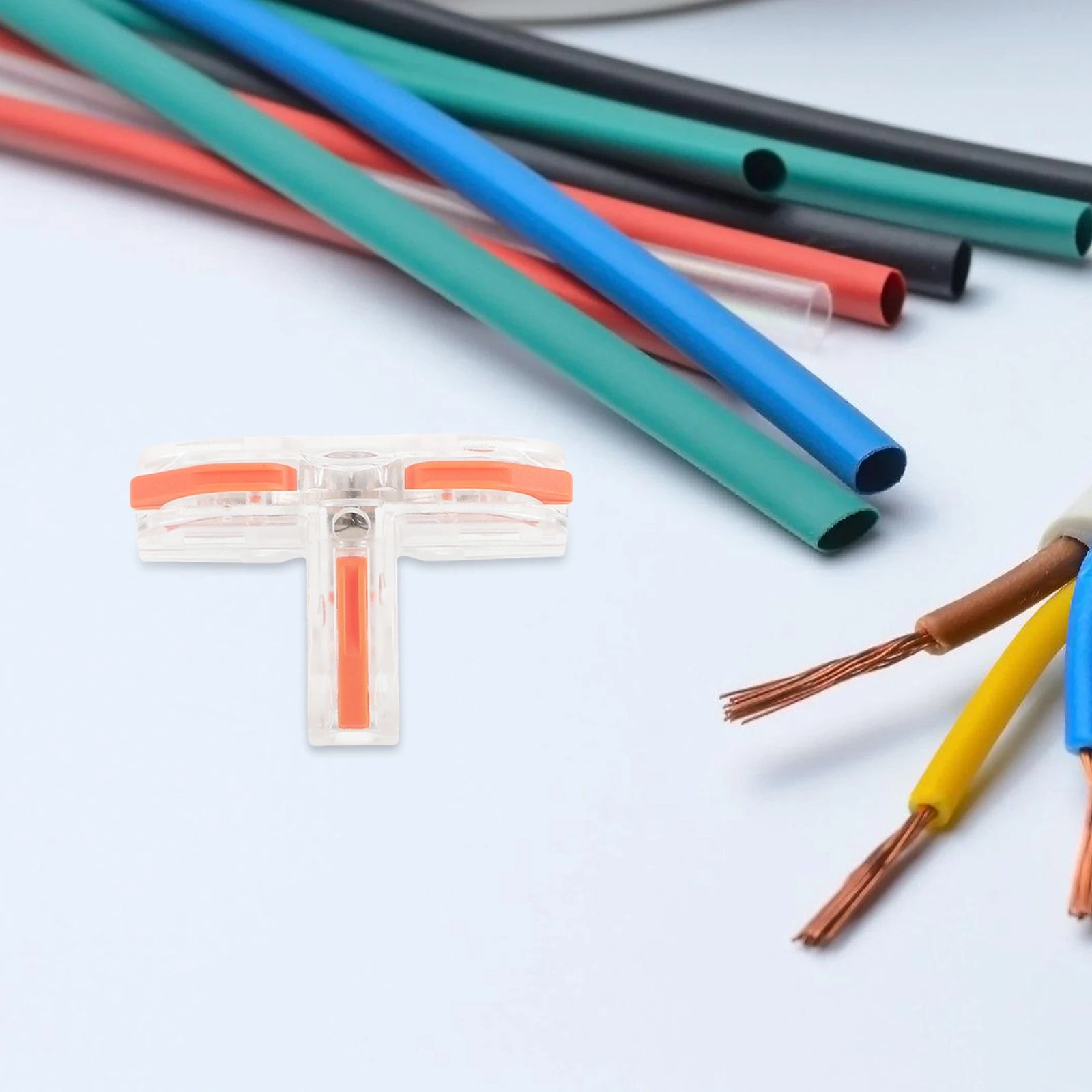 

10pcs T-type Connector Terminals Copper Quick Splice Wire Tap Connectors Insulated Electrical Blue Transparent