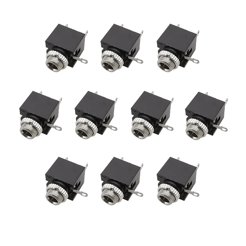 10Pcs PJ-301M 3.5mm Jack Mono Female Audio Headphone Connector TS Plugs 3.5mm Port Interface Audio Socket Soldering Type Adapter