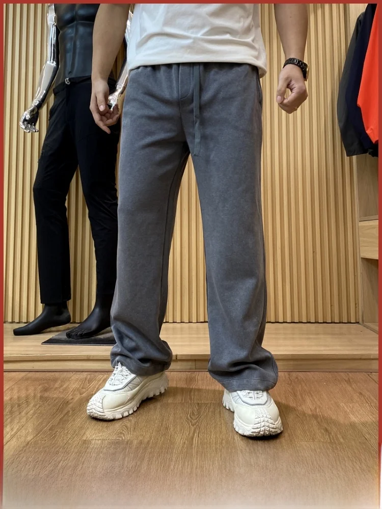 

Высококачественные трикотажные повседневные брюки для мужчин, свободные прямые брюки, удобные дышащие хлопковые и полиэстеровые брюки, осенняя одежда для поездок на работу