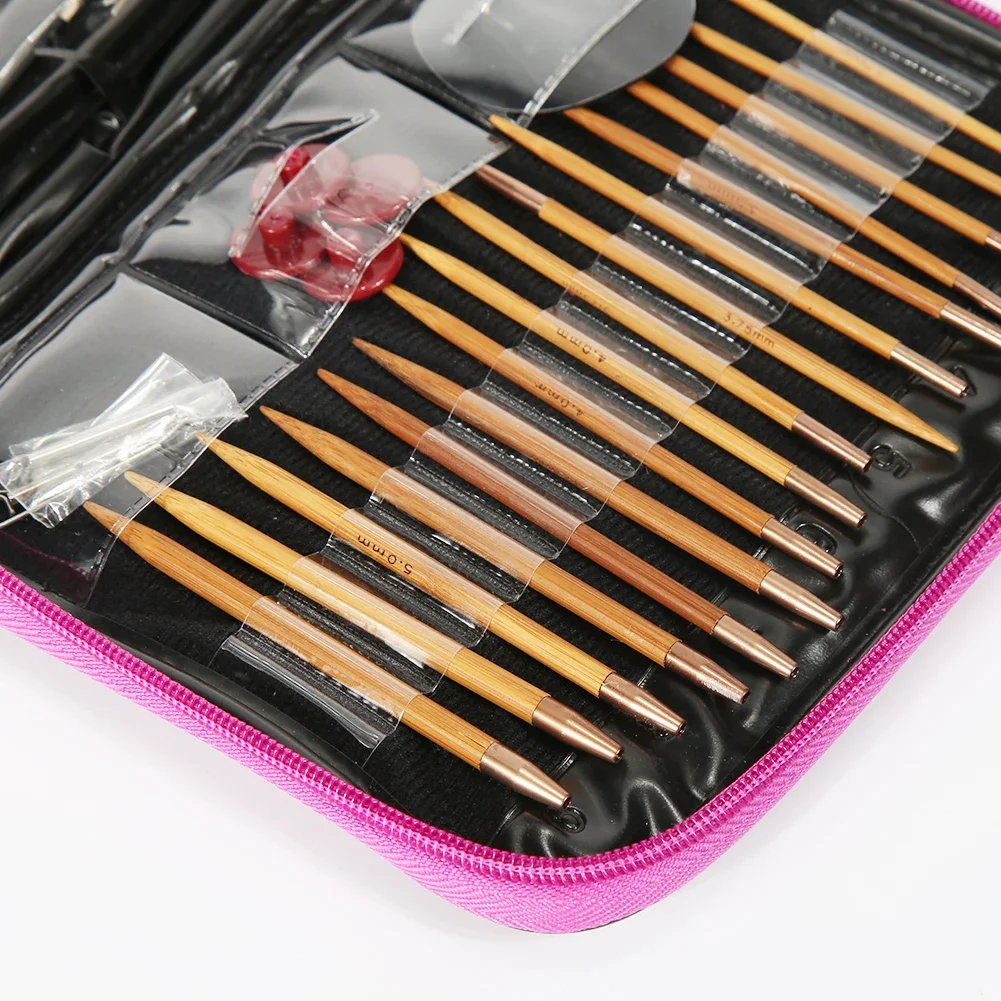 12/20/26Pcs Aluminium Circular Kntting Needle Set Detachable Ring Crochet Hook Set Yarn Weave Knitting Tools Sewing Accessories