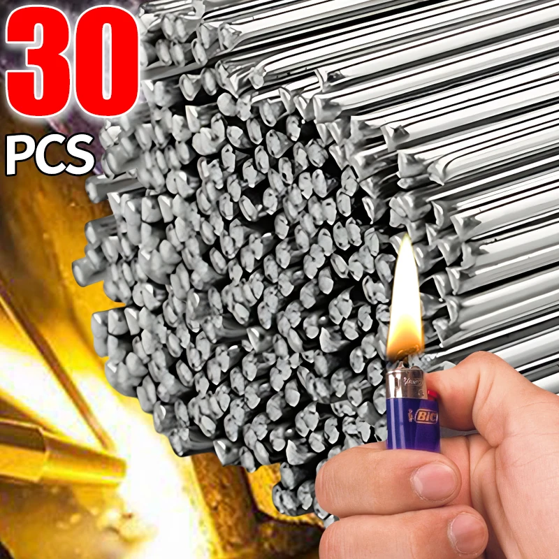 10/30Pcs Aluminum Welding Rods Universal Low Temperature Wire Weld Melt Cored Wire 1.6/2/2.5mm Rod Soldering Repair Weld Bar