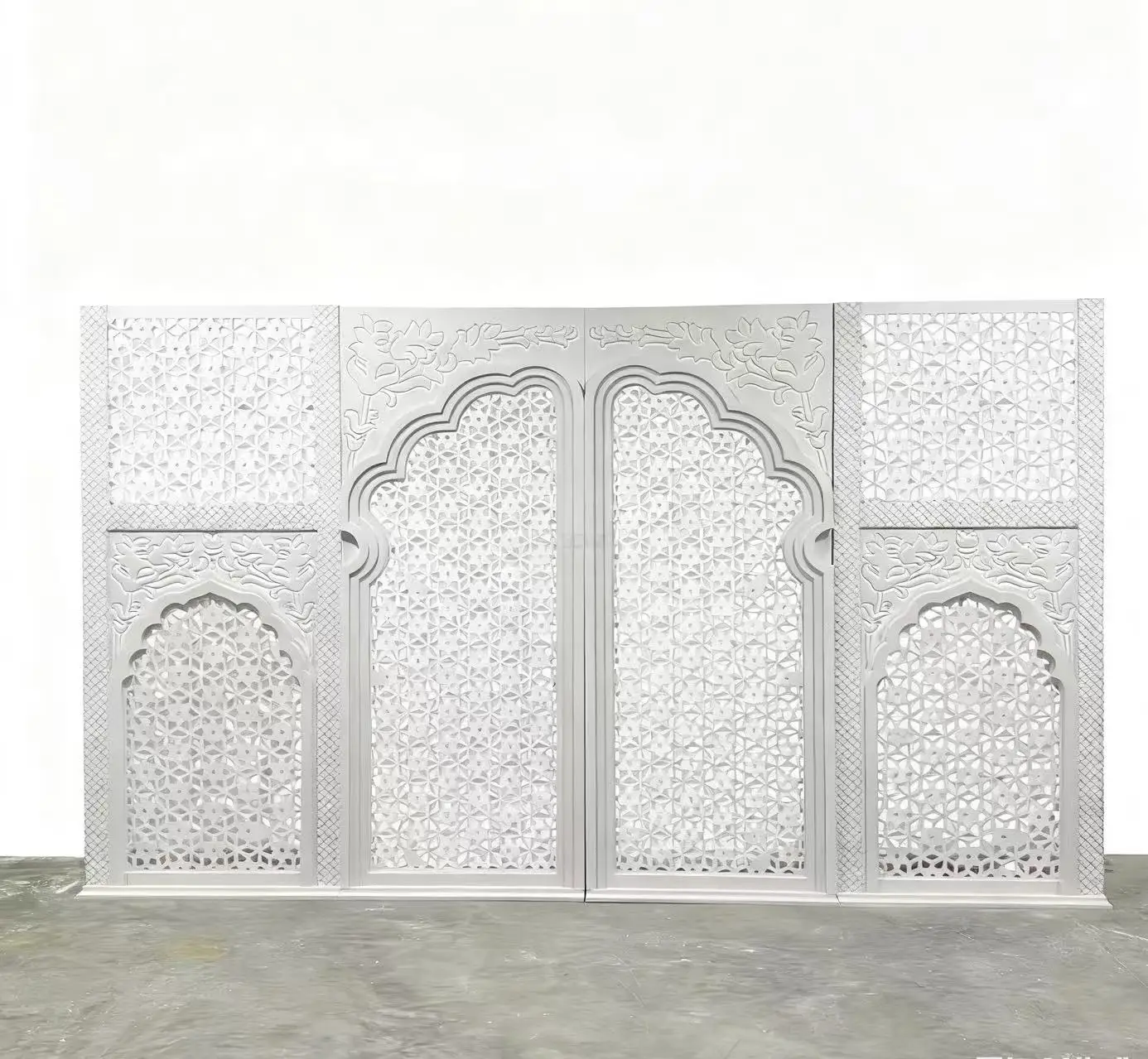 

FSDKX Modern White PVC Background Wedding Stage Decoration 3D Craft Hollow Out Pvc Backdrop Stand