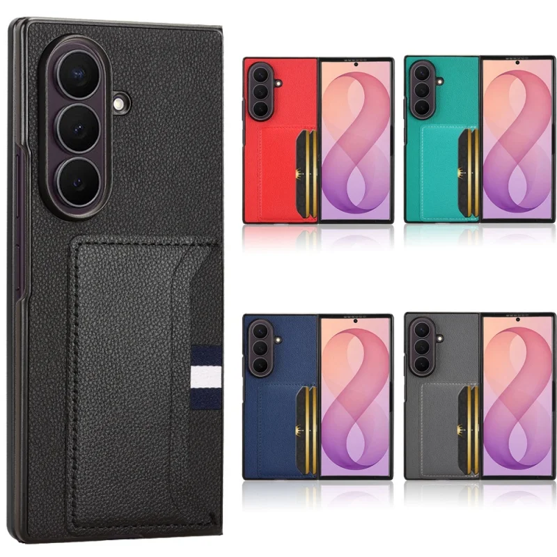 For Samsung Galaxy Z Fold 8 Ultra Multiple card slots Litchi Skin PU Leather and PC Book Cover For Samsung Z Fold 8 Ultra Case