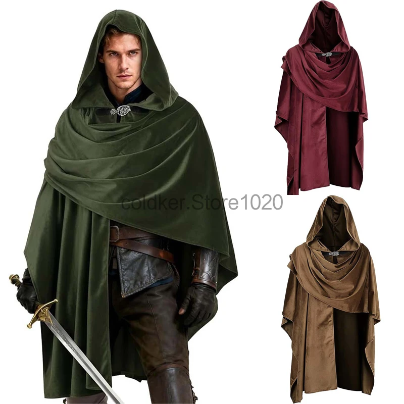 جديد فارس القرون الوسطى تأثيري هود عباءة عصر النهضة خمر القراصنة وشاح شال للرجال النساء هالوين موضوع حفلة الزي