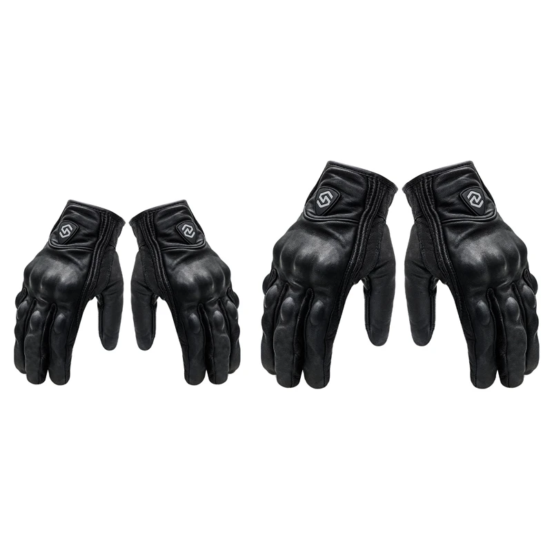 

2Pair Outdoor Protective Gloves Leather Windproof Gloves Allfingerpressscreen Gloves Motocross Riding Gloves XL & L