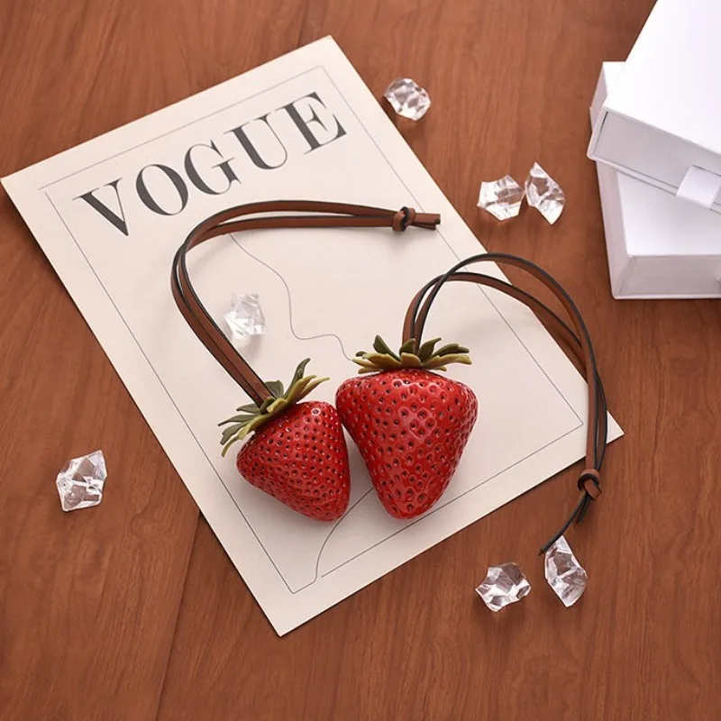 

Fruit shaped Strawberry Bag Hanging Ornament 3D Cute Pendant Super realistic Handmade Accessory In stock Strawberry Decoration
