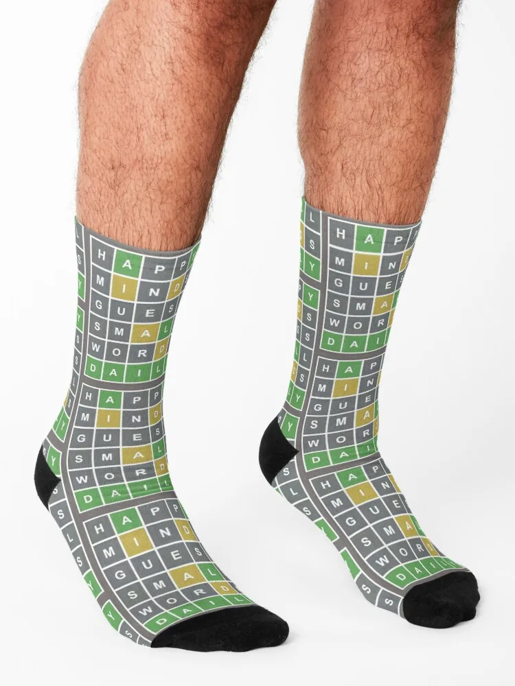 Happy Minds Guess Small Words Daily Wordle Game Socks Non-slip snow luxe crazy Women's Socks Men's