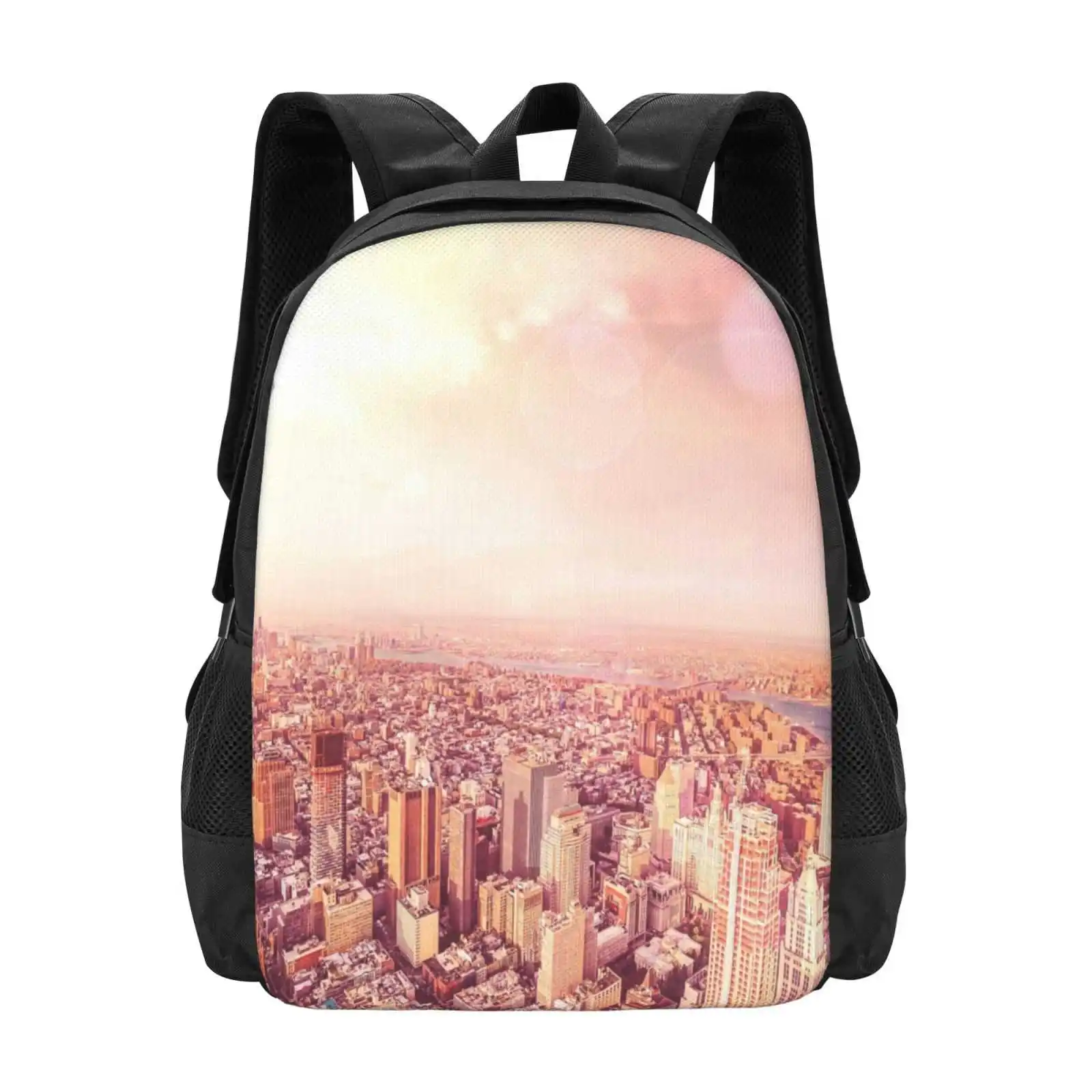 Mochila con diseño de Skyline de la ciudad de Nueva York, mochilas escolares, Nyc Skyline, New York City Skyline, Ny Cityscape, Bokeh Dreamy Nyc Sunset