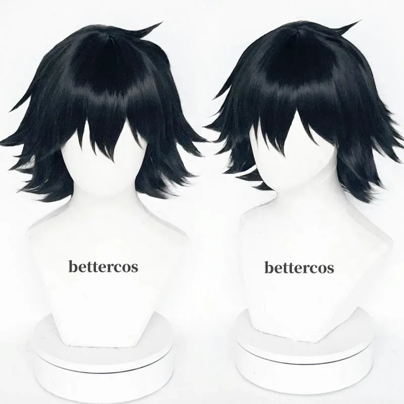 New Ranpo Edogawa Cosplay Wig Short 30cm Natural Black Heat Resistant Hair Anime Cosplay Wigs + Wig Cap MGVHGF7FDGGH2025