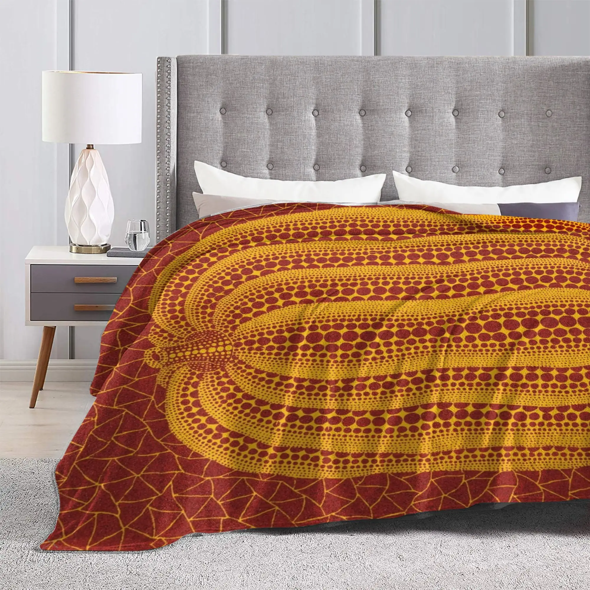 Yayoi Kusama Pumpkin Blanket Flannel Summer Air Conditioning Polka Aesthetic  Multifunction Throw Blanket for Bed Bedroom Throws