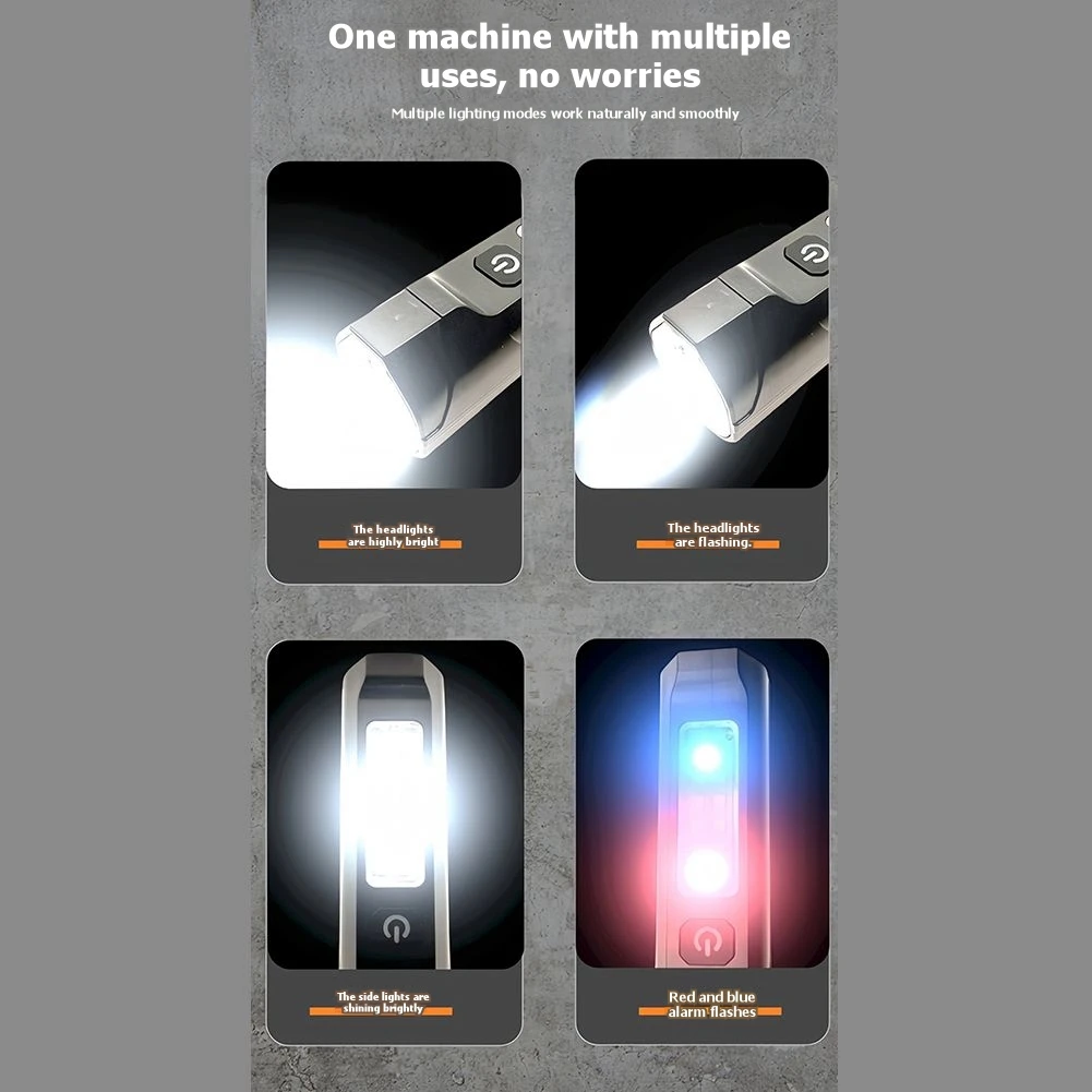 AS95-Pocket Flashlight For Outdoor With COB Work Light, Rechargeable Small Magnetic Flashlight