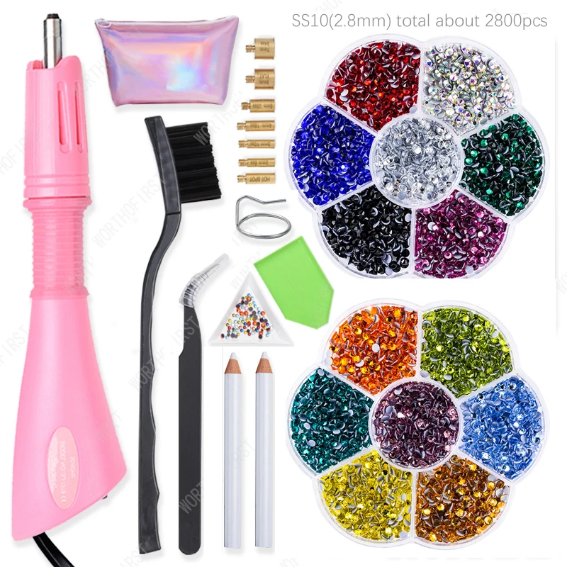 

Hotfix Applicator DIY Hot Fix Rhinestone Applicator Wand Tool Kit with 2 Box Strass AAAA Clear Glass Crystal Hot Fix Rhinestone