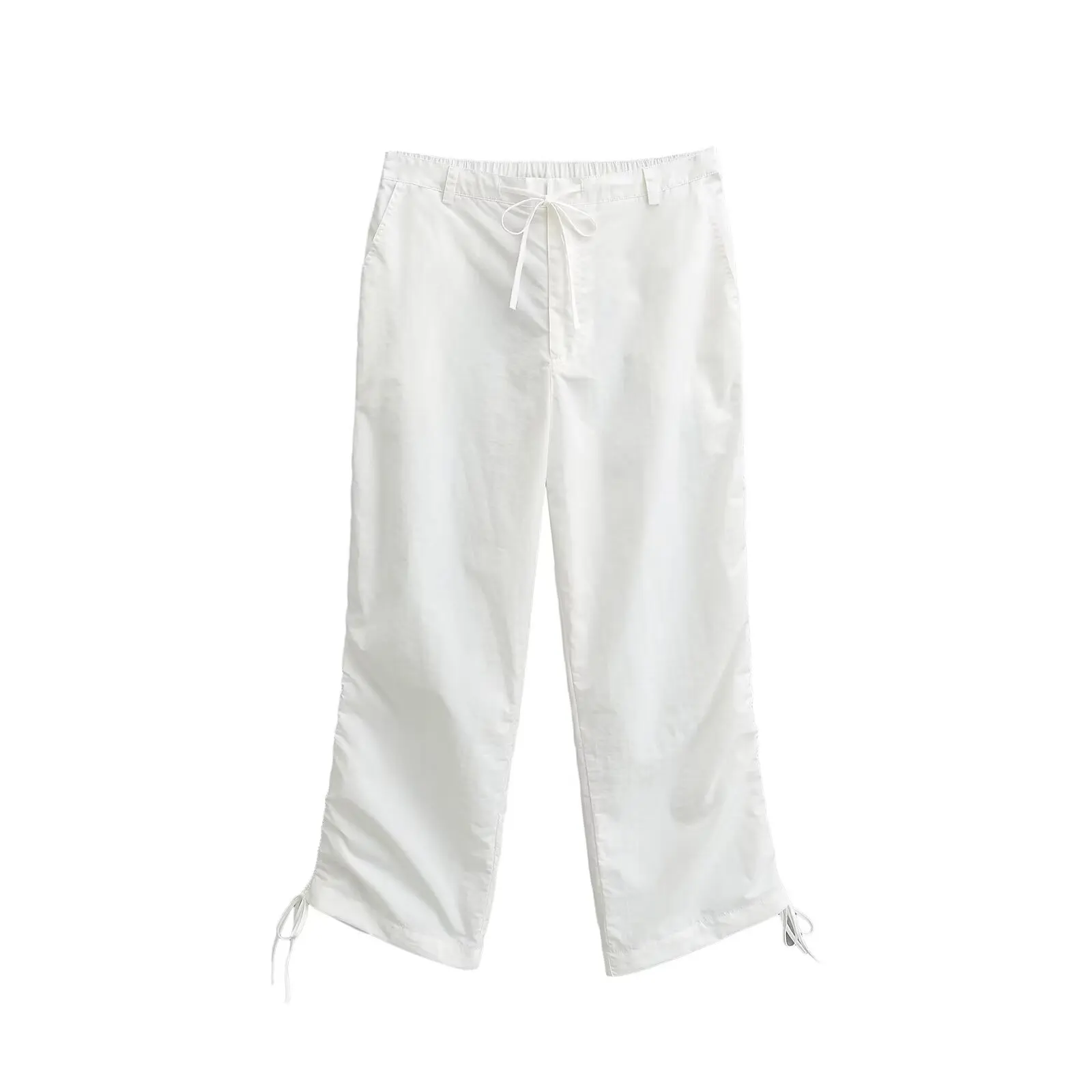 JNLEAOG Spring New Women's Faion Pleated Decoration Vest Pants Polyester Fiber Svel Zipper Closure Regular Length