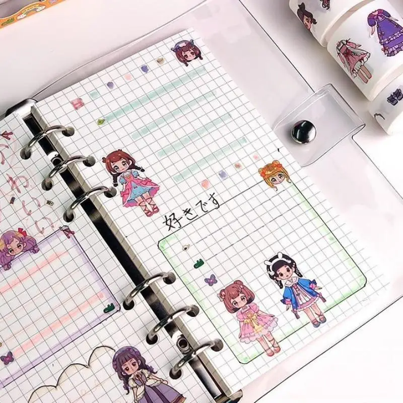 لطيف الأميرة اللباس ملصق مضاد للمياه فتاة الكرتون اشي الشريط مجموعة كتيب الأطفال شخصية لاصقة تزيين #6