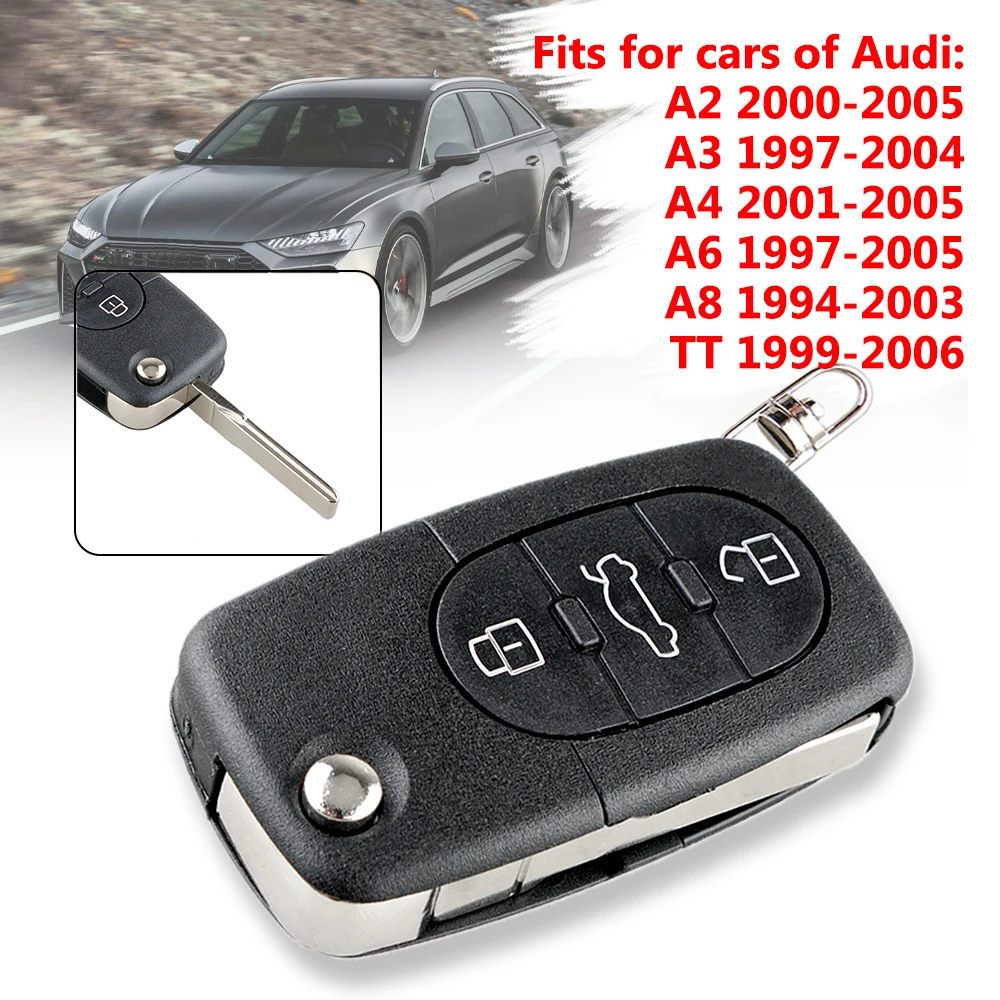 Car folding remote flip key shell For Audi A2 A3 A4 A6 A8 TT 1994 1995 1996 1997 1998 1999 2000 2001 2002 Remote Car Key Shell