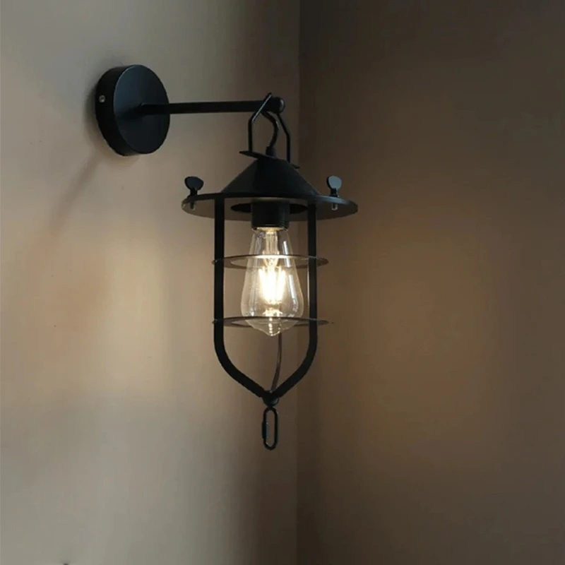 Retro Industrial Iron Wall Light Corridor Staircase Restaurant Loft Bedroom Lamp Home Interior Personality LED Lighting Fixtures