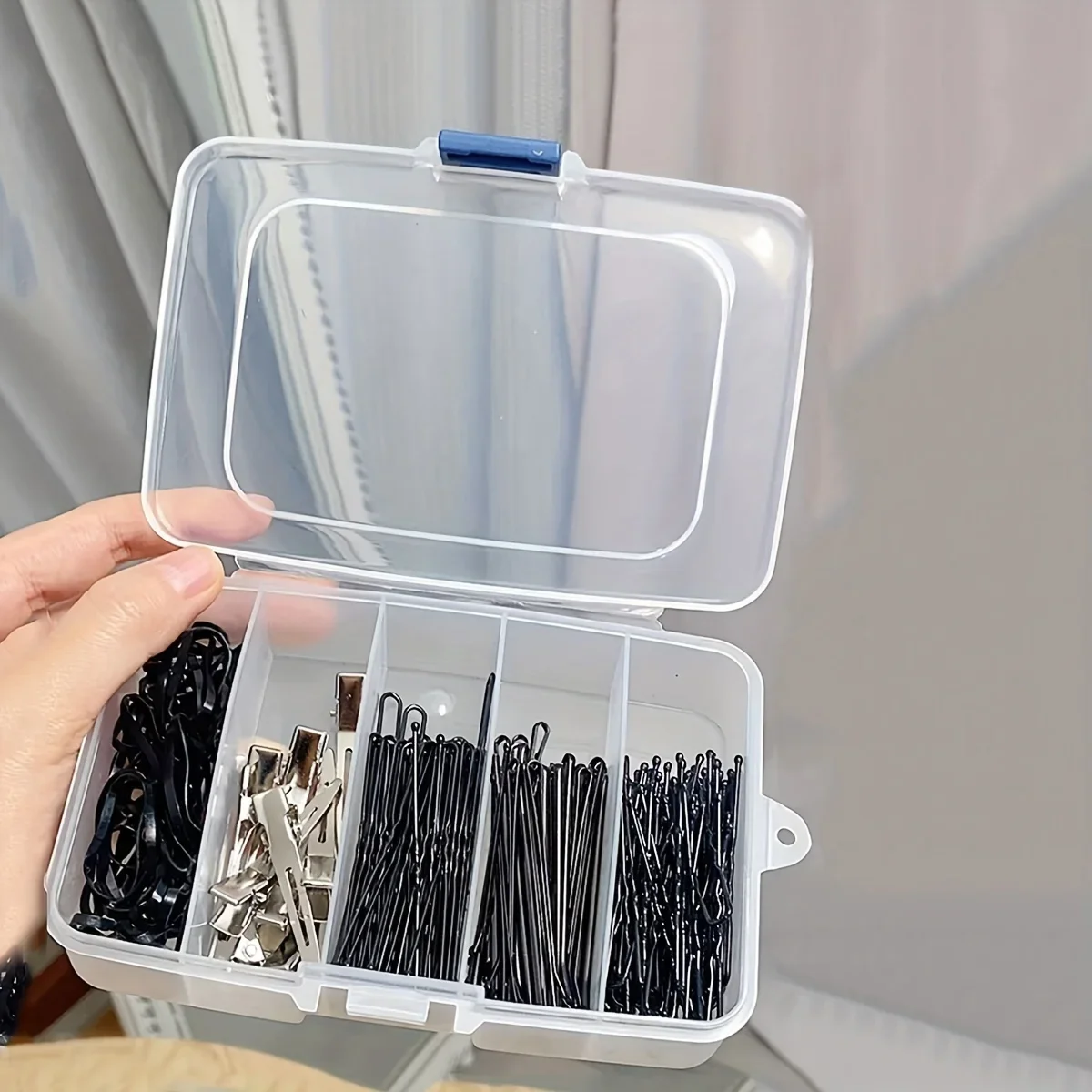 Clear 5/6-grid Portable Plastic Hair Clips Jewelry Storage Box  Accessories Organizer Household Travel Supplies With Dust Proof