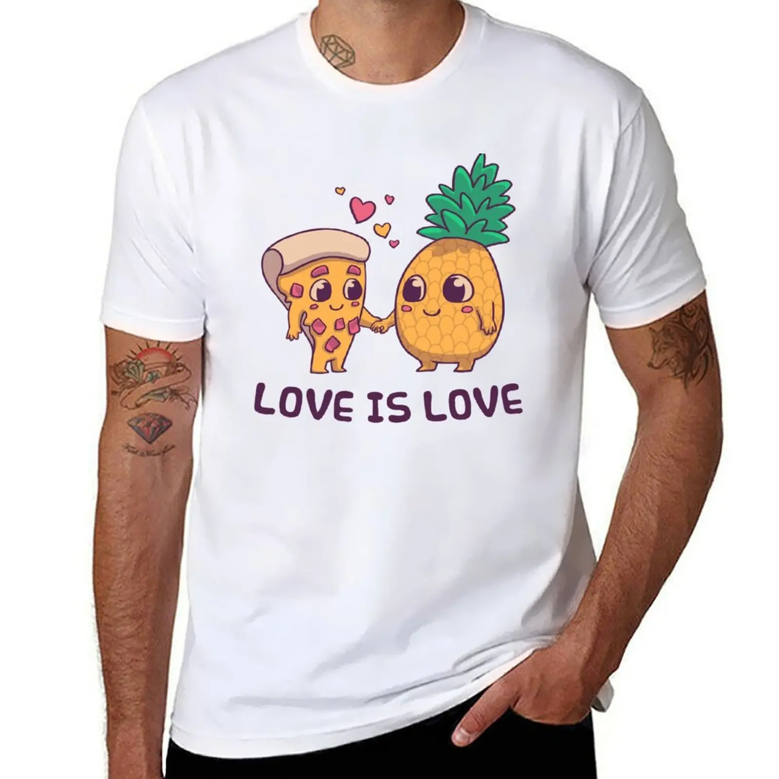 Love is Love Pineapple Pizza // Pride, LGBTQ, Gay, Trans, Bisexual, Asexual T-Shirt man t shirts graphic T-Shirt