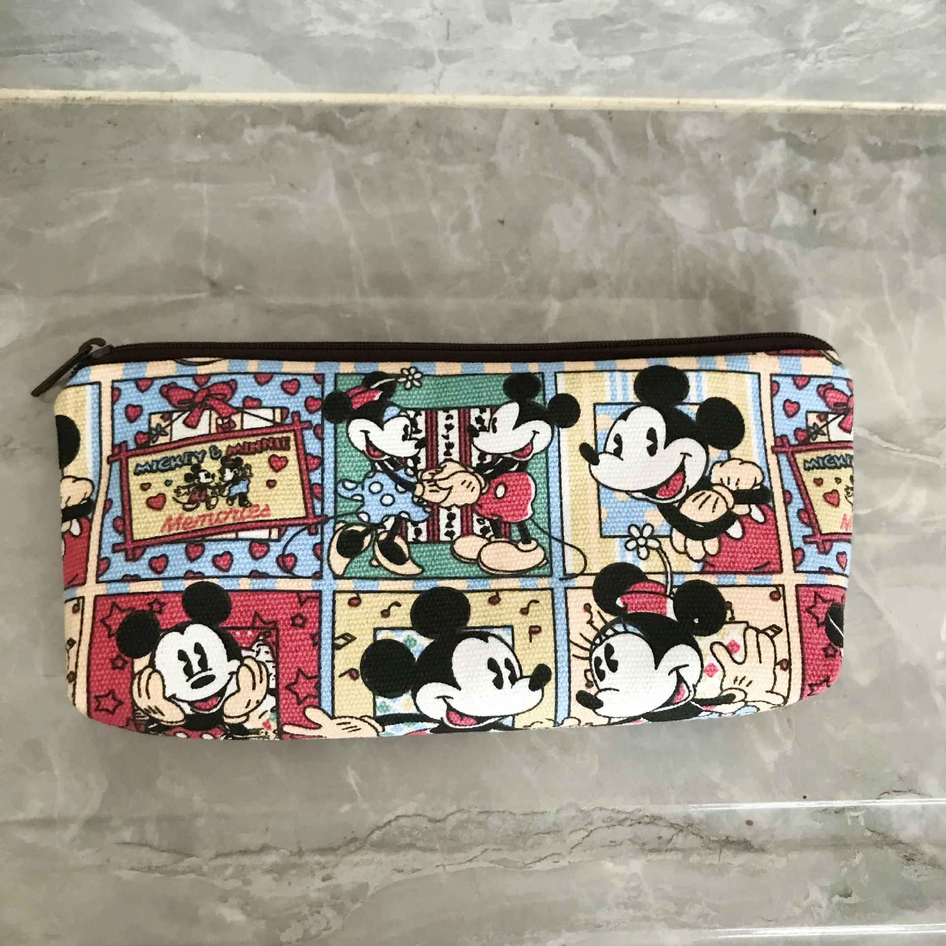 

Disney Cartoon Mickey Mouse Cosmetic Storage Bag Kawaii Pattern Minnie Mouse Women Travel Makeup Bags Portable Clutch Pen Bag