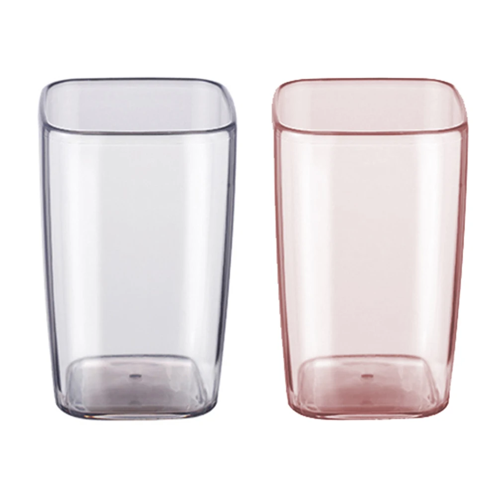 

2 Pcs Transparent Toothbrush Cup Pink Grey Home Travel Drink Mug Lightweight Storage Solution Multifunctional Gargle